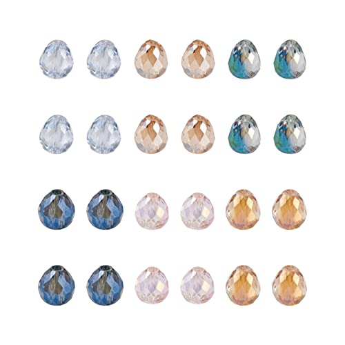 Craftdady 360Pcs Faceted Glass Teardrop Beads 6 Colors Transparent Pearl Luster Water Drop Glass Crystal Loose Beads Electroplate Charms for DIY Jewelry Crafts Making - color: 6 Colors, 6x6mm