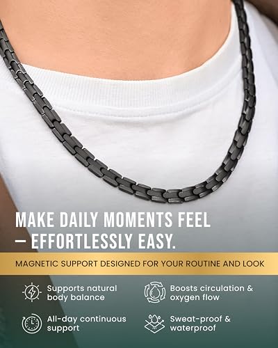 MagnetRX® Titanium Magnetic Necklace – Ultra Strength Magnetic Necklaces for Men & Women – Effective Mens Titanium Necklace with 55 Magnets (Black, 20 Inches) - color: Black, size: 20 Inch (Pack of 1)