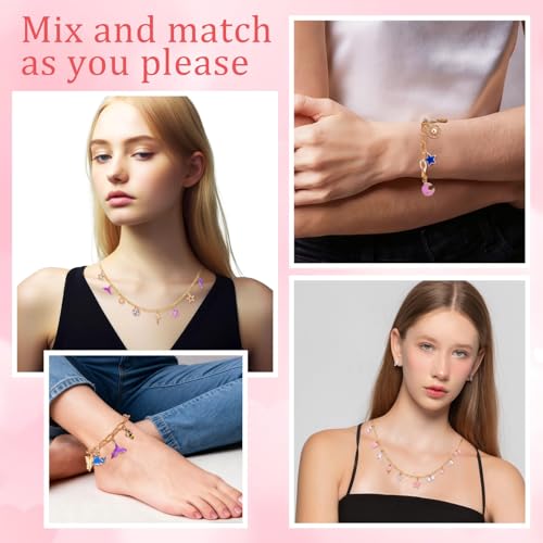 Wurosi 443 Pcs Gold Charm Bracelet Necklace Making Kit for Women, Including 8 Paperclip Chain Bracelets, 4 Paper Clip Chain Necklaces, Accessories for Jewelry Making, Crafts Beginner Supplies Gift - color: 443 Pcs Gold Bracelet Necklace