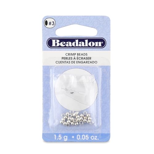 Beadalon Crimp Beads, Size #3, Silver Plated, 1.5 g, Approx. 27 pc - color: Silver, size: Size #3, 27 Pc