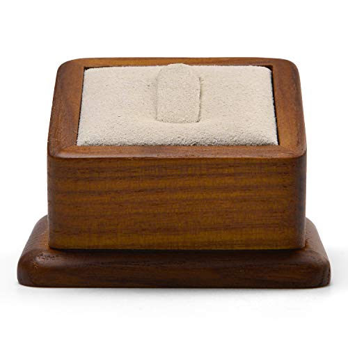 Oirlv Solid Wood Ring Holder,Square Single Ring Display Stand,Showcase Jewelry Display Bear - color: Creamy-white Ring Holder