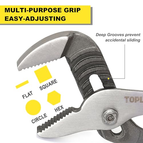 TOPLINE 4-piece Tongue and Groove Joint Pliers Set with Dipped Handles, Groove Joint Pliers Set Included 12-Inch, 10-Inch, 8-Inch and 6-Inch, Ideal for Basic Home Repair and General Applications - style: Dipped Handle