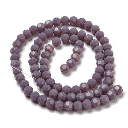 Perlin Czech Bohemian Crystal Glass Beads Faceted Round 4mm 90 Pieces Loose Spacer 1 Strand Beads for DIY Jewelry Earrings Necklace Bracelet Making (Purple Opaque) - color: Purple opaque