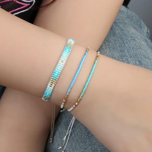 KELITCH Adjustable turquoise bead bracelet single color knitting friendship bracelet fashion jewelry daily wear gift (28 color selection) - color: Green 20L