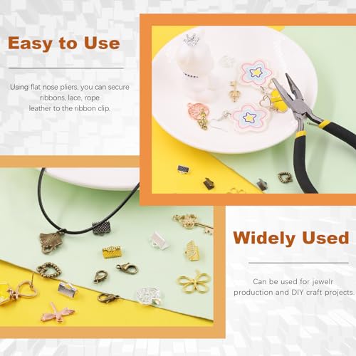 Tanstic 771Pcs 4 Colors Ribbon Ends Fastener Clasps Kit, Bookmark Pinch Crimp Ends with Jump Rings, Lobster Claw Clasps, Chain Extenders, Pendant Charms and Jewelry Pliers for DIY Crafts - color: Ribbon Ends + Jewelry Clasps + Jump Rings
