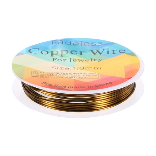 HARFINGTON 5ft Jewelry Wire, 18 Gauge (1mm) Brass Craft Soft Metal Tarnish Resistant Copper Beading Wire for Jewelry Making Supplies Crafting, Ancient Blue - color: Ancient Blue, size: 18 Gauge x 5ft