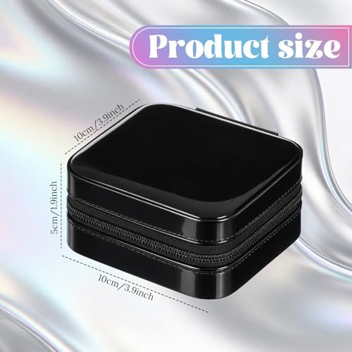 Nosiny 2 Pack Mother's Day Travel Jewelry Box with Mirror Small Laser Jewelry Case Organizer for Women Gift Rings Earrings(White and Black) - color: White and Black