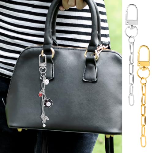 Hzopcw 30pcs Gold & Silver Keychain Making Kit, Key Ring Swivel Snap Hook Chains, Extender Keychain Bag Charm Kits for DIY Crafts Jewelry Making Handbag Purses- A Style - color: Gold & Silver-30pcs-A Style