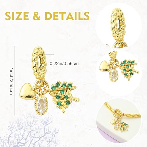 Charms for Jewelry Making Real 18K Gold Plated Dangle Charms Large Hole European Brass Pendant for Bracelet Necklace Women Gift - style: Tree of Life