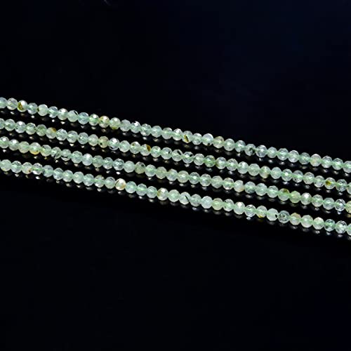 Adabele 15 Inch Natural Green Prehnite Healing Gemstone 3mm (0.12 Inch) Tiny Small Faceted Round Loose Beads Stone Spacer (105-115pcs) for Craft Jewelry Making GK3-12 - color: Green Prehnite, size: 3mm (0.12") - 15 inch/1 strand