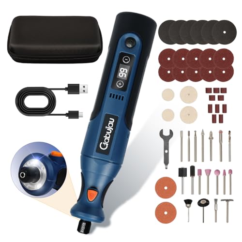 Cordless Rotary Tool Kit Mini, 7.4V 12-Speed Power USB Rechargeable, for 3D Printer Sanding, Jewelry Making, Wood Carving, Polishing, Drilling DIY Crafts with 51 Accessories - color: Blue