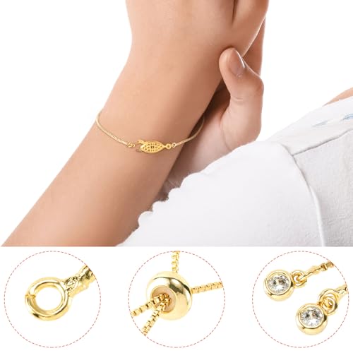 Joez Wonderful 4pcs Adjustable Slider Bracelet for Jewelry Making, Plated Charm Bracelet Extender Chains with Rhinestones Ends for Women DIY Bracelet Jewelry Craft Supplies (2pcs Gold+2pcs Silver) - color: Gold, Silver