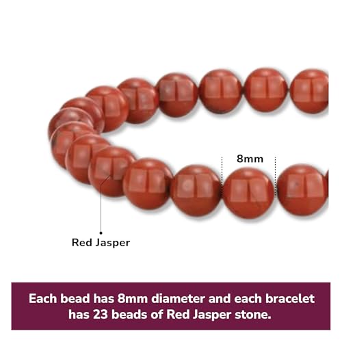 Crystal Vibe 8mm Beaded Bracelets For Women Men - Healing Crystal Bracelet - Adjustable Size - color: Jasper
