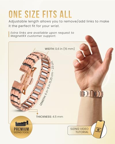 MagnetRX® Magnetic Copper Bracelet for Men — EllipseMAX 5X Strength 5,000 Gauss Magnets — Designed in USA & Patent Pending — Premium Mens Copper Bracelet with Adjustable Length - color: 5x Strength - EllipseMAX (5,000 Gauss)
