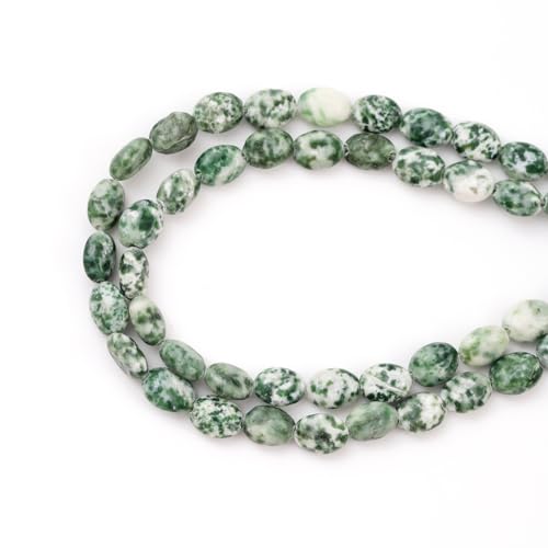 6×8mm Natural Green White Sodalite Gemstone Loose Beads Flat Oval Healing Crystal Loose Stone Beads for Jewelry Necklace Bracelet Earring Craft - color: Green White Sodalite