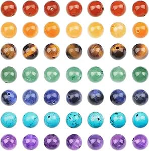 AD Beads 8mm Natural Round Loose Beads 110 Pieces, for Making 108 Mala Prayer Beads Necklace, Bracelet & Yoga Meditation, Jewelry Design (7 Chakra Beads) - color: 7 Chakra Beads, size: 8mm-110pcs