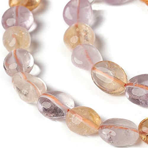Craftdady 33Pcs Faceted Oval Natural Amethyst Citrine Stone Beads Mixed Teardrop Gemstone Loose Beads Energy Healing Crystal Stone 10-15x7.5-11.5mm for Jewelry Necklace Bracelet Earring Making - color: Amethyst & Citrine