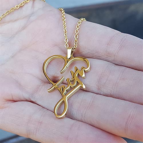 Yocoyee Stainless Steel Faith Pendant Necklace Heart Shaped Word Letter Faith Positive Encouragement Memorial Necklace Gift for Women Friends - color: Gold