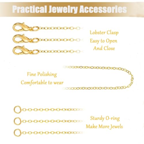 6 Rolls Necklace Chains for Jewelry Making 46 Feet Chain Jewelry Chain with Jump Rings Lobster Clasps Pinch Clasps for Jewelry Craft DIY Making Supplies (Gold) - color: 6 Rolls Gold
