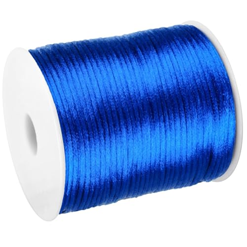 2mm x 300Feet Satin Nylon Cord, Silky Smooth Nylon String for Jewelry Making Bracelet Necklaces Beading Thread Rattail Macrame Kumihimo Chinese Knot Craft (Royal Blue) - color: Royal Blue