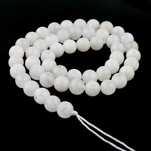 Natural Stone White Beads 10mm Moonstone Polished Round Smooth Gemstone Beads for Jewelry Making 15 Inch(White Moonstone,10mm) - color: Moonstone, size: 10mm