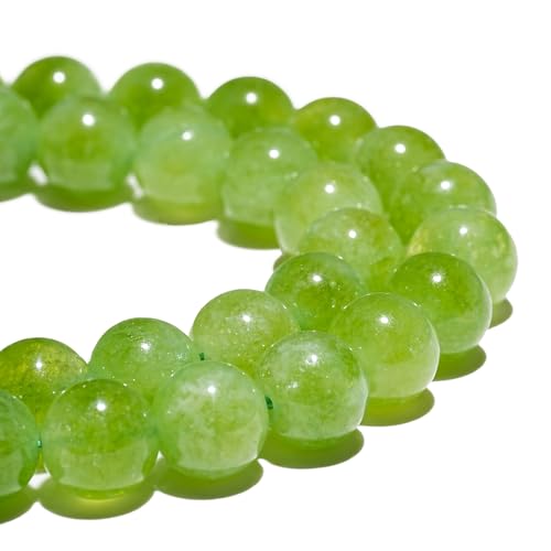 6mm Natural Green Peridot Gemstone Beads Polished Round Smooth Stone Beads for Bracelets Jewelry Making 15inch Loose Beads - color: Green Peridot, size: 6mm