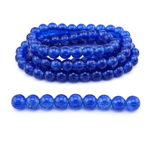 DandS ltd Crackle Lampwork Glass Beads for Jewelry Making, Blue, Vibrant DIY Bracelets, Necklaces, Earrings, Beading Supplies & Craft Kits for Handmade Jewelry, 80pcs 0.39 inch (10mm), #J283-10 - color: Blue