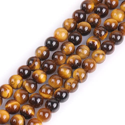 GEM-Inside Natural 6mm Tiger Eye Gemstone Loose Beads Round Crystal Energy Stone Power for Jewelry Making 15'' - color: Yellow Tiger Eye, size: 6mm