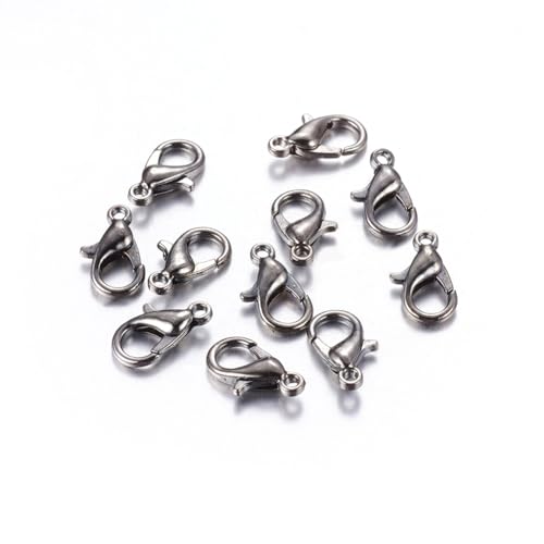 HDSupplies 100 Pieces - Lobster Clasps - Gunmetal Black - 10x6mm / 1mm Hole - color: Gunmetal Black, size: 10x6mm