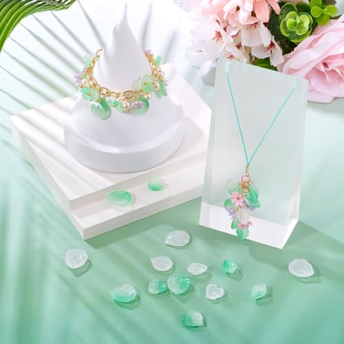 Beadthoven 80Pcs Lampwork Glass Leaf Pendants Mixed Color Crystal Glass Flower Leaves Charms Small Cute Charms Glass Leaf Beads for DIY Crafts Handmade Bracelet Necklace Earrings Jewelry Making - color: Leaf-8 Styles