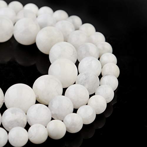 Natural Stone Beads 6mm White Moonstone Polished Round Smooth Gemstone Beads for Jewelry Making 15 Inch(White Moonstone,6mm) - color: Moonstone, size: 6mm