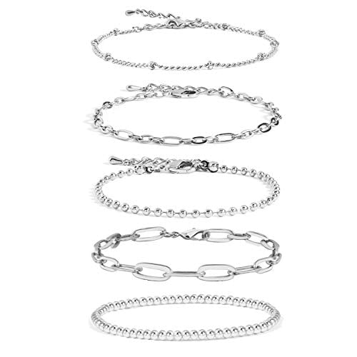 Waterproof Gold Chain Bracelet For Women Non Tarnish,14K Gold Plated Link Dainty Bracelets Stake Layered Bracelet Set Hypoallergen Gold Jewelry - color: Style-3
