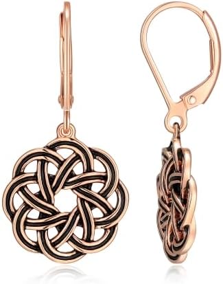 Amazon Essentials 925 Sterling Silver Leverback Celtic Knot Dangle with 18K Gold Plated Hypoallergenic Nickel-Free Earrings