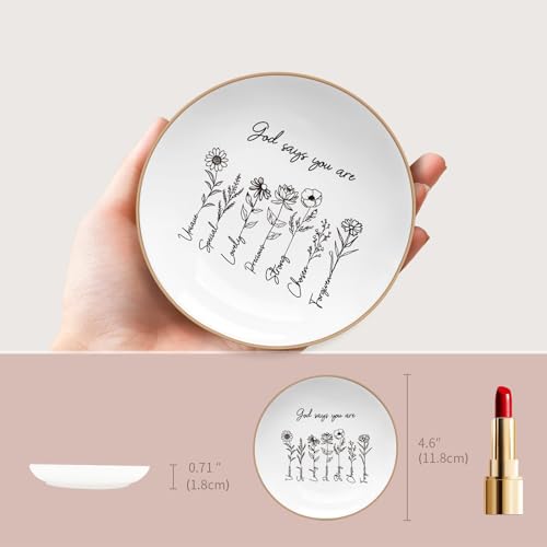 LITTLEBIGGER God Says You are – Ring Tray, Confirmation Gifts for Teen Girls, Christian Gifts for Women, Christian Jewelry Dish, Religious Gifts for Women, Graduation Gifts – Jewelry Dish Tray - style: Inspirational-Round