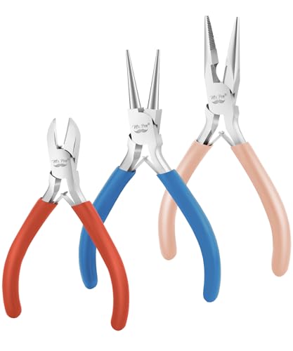 Mr. Pen- Pliers for Jewelry Making, 3 Pack, Chain Nose, Round Nose Pliers Set and Wire Cutter for Beading, Wire Wrapping, Jump Rings, Jewelry Repair, Crafting, DIY - color: Multicolor 1