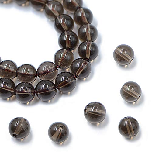 AD Beads Natural Gemstone Round Loose Beads 15" for Bracelet Necklace Earrings Jwelery Making Crafts DIY (4mm, Smoky Quartz) - color: Smoky Quartz, size: 4mm