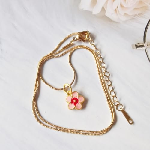 Xeahung 20 Pcs Double Sided Flower Charms Bulk for Jewelry Making Gold Flower Pendant for Bracelet Necklace Earrings Keychain DIY Crafts Crafting Christmas Birthday Gifts - color: Pink