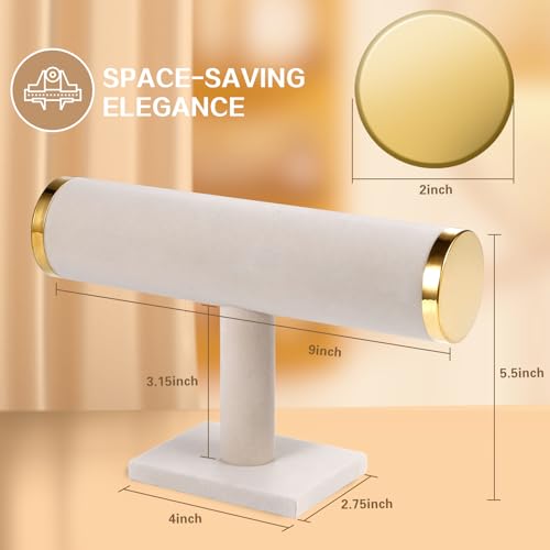 T-Bar Bracelet Display Stand for Selling, Jewelry Storage, Bracelet Holder Stand, Bangle, Jewelry Business Supplies, Watch Holder for Women & Men (Beige with Metal Lid) - color: Beige + metal lid