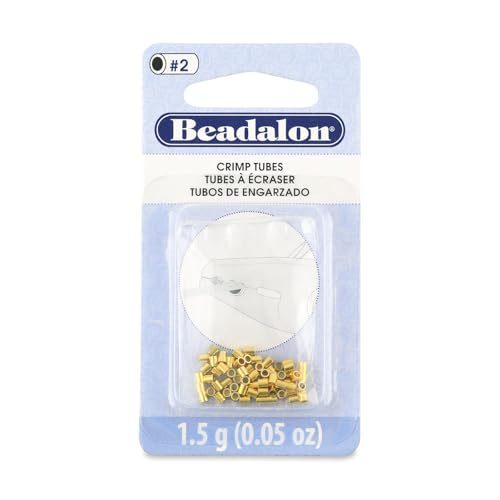 Beadalon Crimp Tubes, Size #2, Gold Color, 1.5 g, Approx. 46 pc - color: Gold, size: Size #2, 46 pc