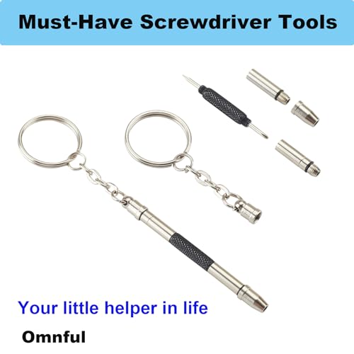 Glasses Repair Kit with Precision 5 in 1 Mini Screwdrivers Set Keychain for Eyeglasses, Sunglasses, Jewelry, Watch, Electronics, Toy, Eye glass Repairing Kit, Hex, Phillips, Flat Head (2pcs Purple) - color: 2pcs Purple