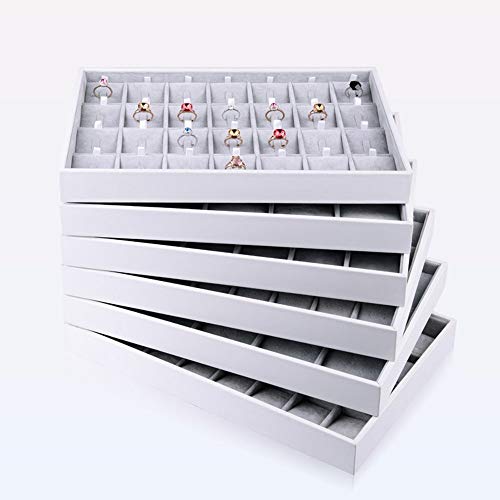 Oirlv Velvet Jewelry Organizer Trays Stackable Showcase Jewelry Display Storage Tray (15 Grids Insert) - size: 15 Grid Necklace/Pendant Insert Cards Tray