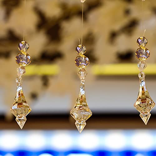 WILLBOND 600 Pcs Crystal Glass Beads for Jewelry Making Bulk Suncatcher Faceted Rondelle Loose Gemstone for Valentine's Day, Irish Holiday, Easter Bracelet DIY Crafts 8mm, 6mm, 4mm(Champagne Gold) - color: Champagne Gold