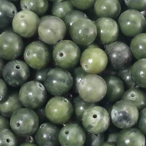 1 Box 8MM 120PCS Natural Taiwan Green Jade Round Beads with Holes Crystal Gemstone Stone Energy Power Loose Spacer Bead for Jewelry Making Earrings Bracelets Necklaces DIY Craft Supplies