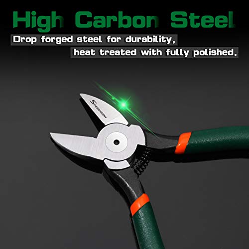 SPEEDWOX Side Cutters 7 Inch Wire Flush Cutters Angled Wire Cutting with Spring Functional Precision Tools for Cutting Electronics Wires Handmade and Any Clean Cut Needs - size: 7"