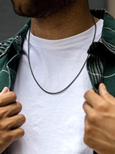 FaithHeart Stainless Steel Chains for Men, Silver/Black/14K Gold Plated Snake/Wheat/Box/Rope/Rolo Chain Necklace 16-30 Inches with Delicate Gift Box - color: 01. Snake Chain-Black, size: Length 20 Inches