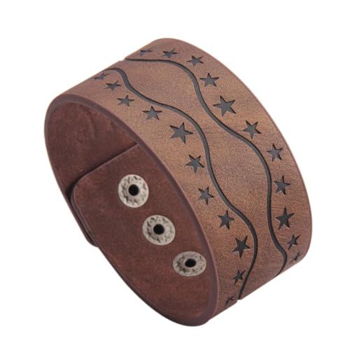 GelConnie Leather Cuff Bracelet Punk Braided Bracelets Rock Leather Wristbands Faux Mens Leather Bracelet Gothic Viking Bangle Adjustable Wrap Bracelet for Women,Men - color: MLPB086-Brown