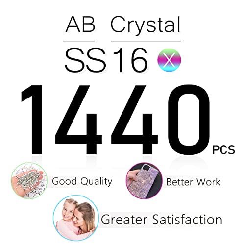 1440pcs SS16 4.0mm Crystal AB Flatback Rhinestones Bulk K9 Glass Crystal White AB Gems Round Beads Stones Diamonds Nail Charms Jewels Nail Art Supplies for Nails Eyes Face Makeup Crafts DIY Tumblers - color: Crystal AB, size: Ss16