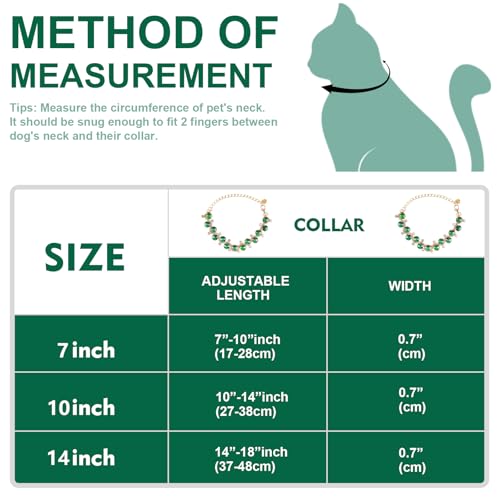 HOWWFALY Dog Collar and Cat Collar Gold Chain Necklace Stainless Steel Adjustable Green Rhinestones Collar with Cute Pet Paw for Small Medium Pets Cats Dogs Kitten Puppy (Green, M) - color: Green, size: Medium