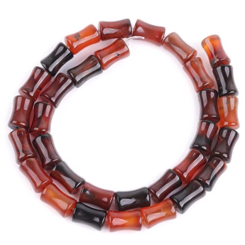 GEM-Inside 30Pcs 8x12mm Natural Brown Dreamlace Agate Stone Plant Bamboo Knot Bone Charms Beads for Jewelry Making Power Energy Chakra Stone Beads - color: Brown Dreamlace Agate