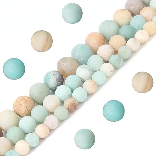 60pcs 6mm Natural Matte Amazonite Beads Energy Healing Crystal Round Loose Stone Beads for Jewelry Making, DIY Bracelets Necklaces - color: Matte Amazonite, size: 6mm